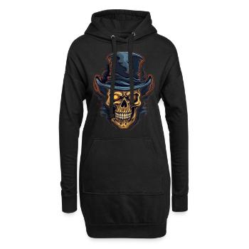 Bunter abstrakter Totenkopf mit Zylinder - Hoodie-Kleid - Schwarz - Vorne