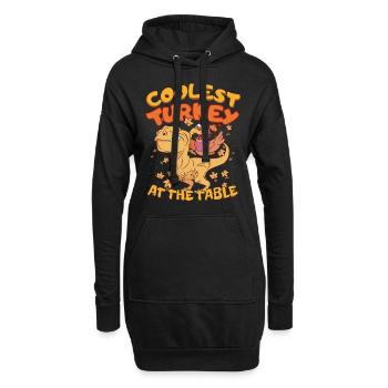 Thanksgiving T-Rex Coolest Turkey at the Table - Hoodie-Kleid - Schwarz - Vorne