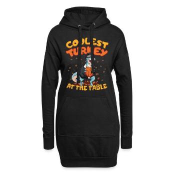 Thanksgiving T-Rex Coolest Turkey at the Table - Hoodie-Kleid - Schwarz - Vorne