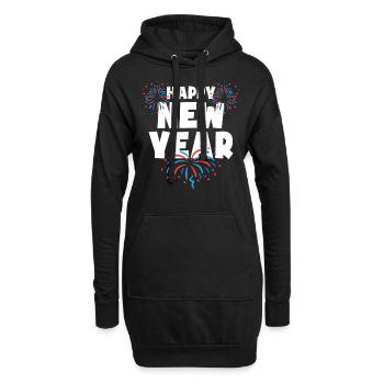 Happy New Year - Hoodie-Kleid - Schwarz - Vorne
