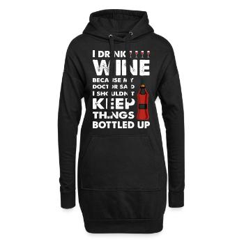 I drink Wine lustiger Spruch - Hoodie-Kleid - Schwarz - Vorne