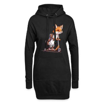 Abenteuer Fuchs Erster Schultag Roller Design - Hoodie-Kleid - Schwarz - Vorne