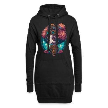 Steampunk Pudel Ästhetisches Hunde Design - Hoodie-Kleid - Schwarz - Vorne