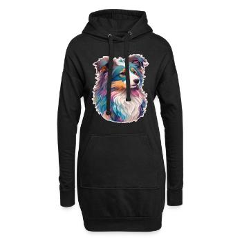 Australian Shepherd Hund Hundeliebhaber Art - Hoodie-Kleid - Schwarz - Vorne