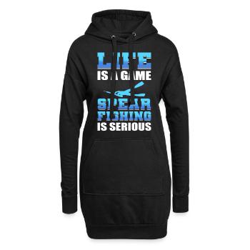 Life Is A Game Spearfishing Is Serious - Hoodie-Kleid - Schwarz - Vorne