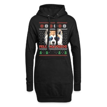 Cool Akita Inu Chien Feliz Navidog Noël moche - Sweat-shirt à capuche long Femme - noir - Devant