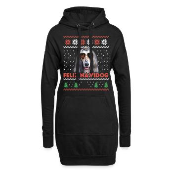 Cool Afghan Hound Dog Feliz Navidog Noël moche - Sweat-shirt à capuche long Femme - noir - Devant