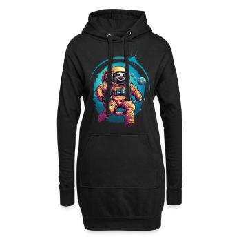 Faultier Astronaut Weltraum Raumfahrt Geschenk - Hoodie-Kleid - Schwarz - Vorne