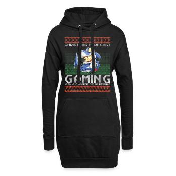 Funny Christmas Forecast Gaming Hai Ugly Xmas - Hoodie-Kleid - Schwarz - Vorne