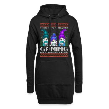 Funny Christmas Forecast Gaming Wichtel Ugly Xmas - Hoodie-Kleid - Schwarz - Vorne