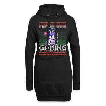 Funny Christmas Forecast Gaming Einhorn Ugly Xmas - Hoodie-Kleid - Schwarz - Vorne