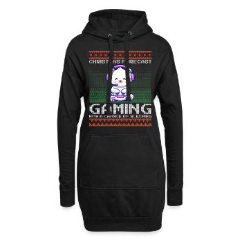 Funny Christmas Forecast Gaming Eisbär Ugly Xmas - Hoodie-Kleid - Schwarz - Vorne