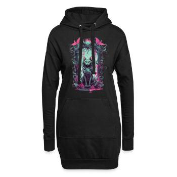 Gothic Okkulte Katze Magisches Monster Design - Hoodie-Kleid - Schwarz - Vorne