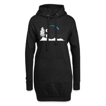 Étoile filante avec lune dans le ciel - Sweat-shirt à capuche long Femme - noir - Devant