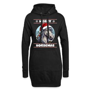 Hübsches Pferd wünscht Frohe Weihnachten Mädchen - Hoodie-Kleid - Schwarz - Vorne