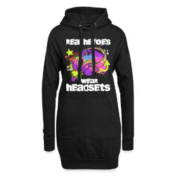 Les vrais héros portent des casques Funny Gamer Boys & Kids - Sweat-shirt à capuche long Femme - noir - Devant