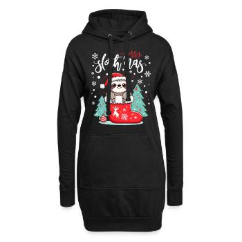 Mignon paresseux en bottes de Père Noël Noël Enfants - Sweat-shirt à capuche long Femme - noir - Devant