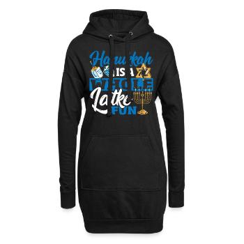 Latke Fête des Lumières Hanoukka Shammash Hanoukka - Sweat-shirt à capuche long Femme - noir - Devant