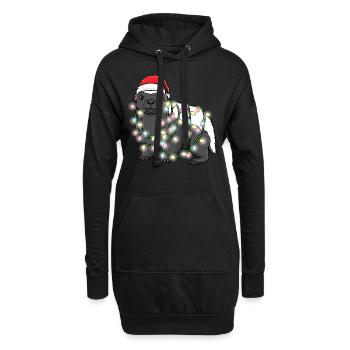 Honigdachs Mit Weihnachtsbeleuchtung - Hoodie-Kleid - Schwarz - Vorne