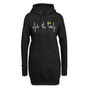 Stockholm Skyline Heartbeat Heart I Love Suède - Sweat-shirt à capuche long Femme - noir - Devant