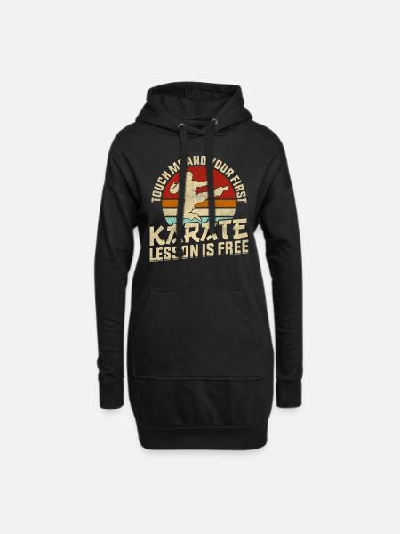 Touch me and your first Karate lesson is free - Hoodie Dress - black