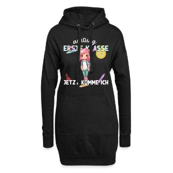Anime Mädchen Einschulung Erste Klasse Design - Hoodie-Kleid - Schwarz - Vorne