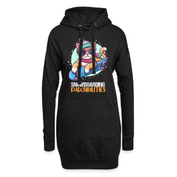 Katze fährt Snowboard Cool Apparel Snowboarding - Hoodie-Kleid - Schwarz - Vorne