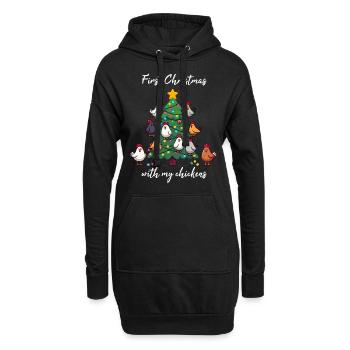 Noël avec des poules poulailler propriétaire de poulailler - Sweat-shirt à capuche long Femme - noir - Devant