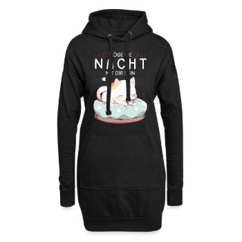 Möge die Nacht mit dir sein - Schlafshirt Katze - Hoodie-Kleid - Schwarz - Vorne