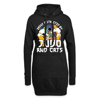 Leicht ablenken durch Judo und Katzen - Hoodie-Kleid - Schwarz - Vorne
