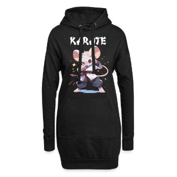 Lustige japanische Karate Maus Kawaii Karateka - Hoodie-Kleid - Schwarz - Vorne