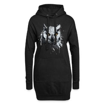 Eule - Kunstwerk mit Grunge Effekt für Eulen - Hoodie-Kleid - Schwarz - Vorne