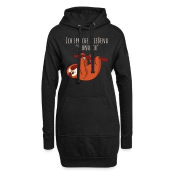 Fließend Schnarch - Faultier Schlafshirt Damen - Hoodie-Kleid - Schwarz - Vorne