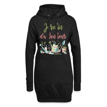 Jardin du bonheur cadeau femme jardinage fleurs - Sweat-shirt à capuche long Femme - noir - Devant