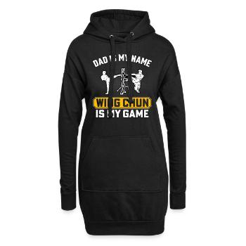 Papa ist mein Name, Wing Chun ist mein Spiel - Hoodie-Kleid - Schwarz - Vorne
