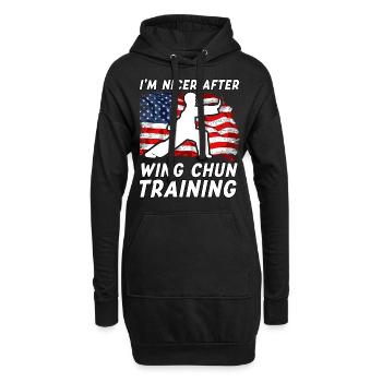 Ich bin netter nach dem Wing Chun Training - Hoodie-Kleid - Schwarz - Vorne