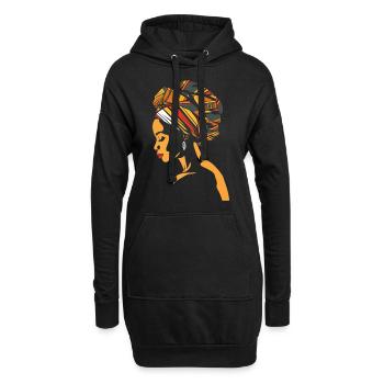 Femme africaine Kente foulard africain foulard - Sweat-shirt à capuche long Femme - noir - Devant