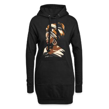 Afrikanische Frau Afrika Kopftuch Kente Headwrap - Hoodie-Kleid - Schwarz - Vorne