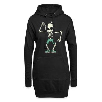 Crâne de squelette dansant - Sweat-shirt à capuche long Femme - noir - Devant