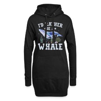 Ich wäre lieber ein Wal - Hoodie-Kleid - Schwarz - Vorne
