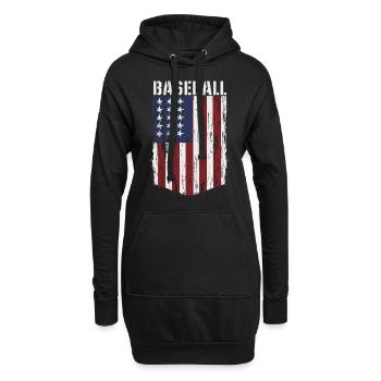 BASEBALL Amerika USA Flagge - Hoodie-Kleid - Schwarz - Vorne