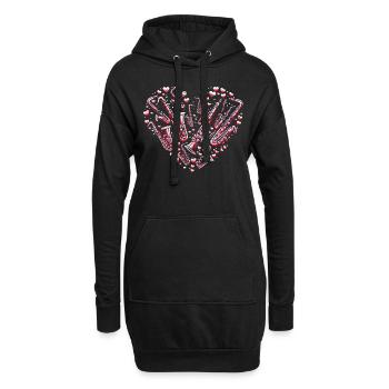 Saxophone Coeur Saxophoniste Saint Valentin - Sweat-shirt à capuche long Femme - noir - Devant