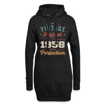 Né en février 1958 millésime 1958 anniversaire - Sweat-shirt à capuche long Femme - noir - Devant
