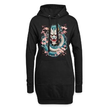Esthétique du tatouage d’image de dragon japonais - Sweat-shirt à capuche long Femme - noir - Devant