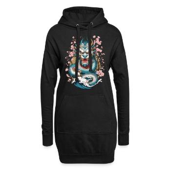 Japanischer Drache Tattoo Aesthetic Streetwear - Hoodie-Kleid - Schwarz - Vorne
