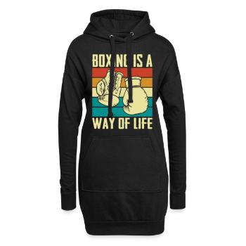 Boxen ist eine Lebenseinstellung - Hoodie-Kleid - Schwarz - Vorne