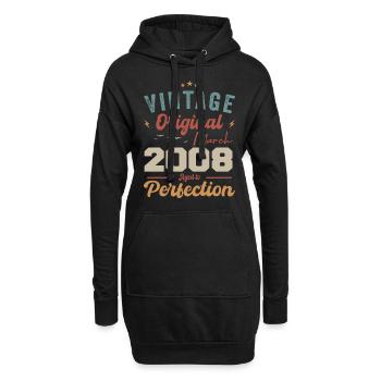 Mars 2008 Vintage Born Vintage Anniversaire - Sweat-shirt à capuche long Femme - noir - Devant