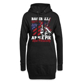 Baseball amerikanische Flagge patriotische - Hoodie-Kleid - Schwarz - Vorne