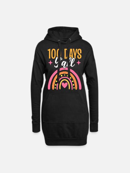 Rainbow 100 Days Yall 100e jour d’école enseignant - Sweat-shirt à capuche long Femme - noir