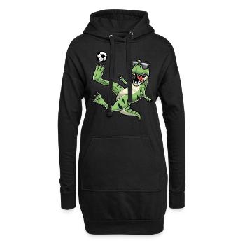 T-rex Spielt Fußball Dinosaurier Fußballspieler - Hoodie-Kleid - Schwarz - Vorne